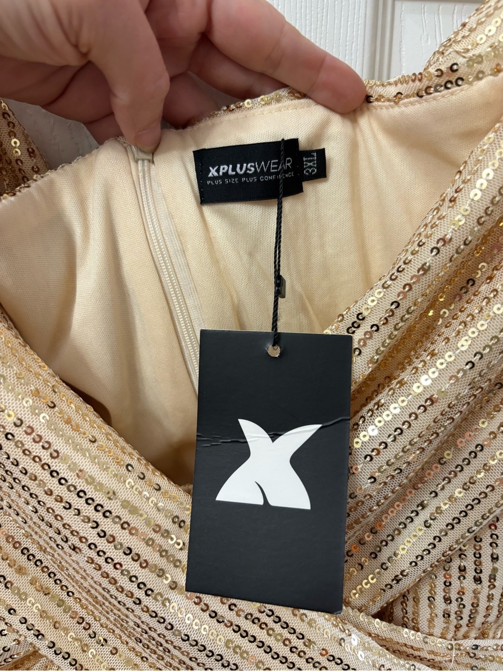 NWT X Plus Wear Gold Sequin Off Shoulder Wrap Dress Size 3X Versatile Style - Picture 5 of 8